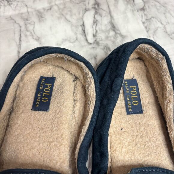 POLO Ralph Lauren Dezi men’s‎ Size 13 Navy Suede Leather Moccasin Slippers Bear - Picture 3 of 5